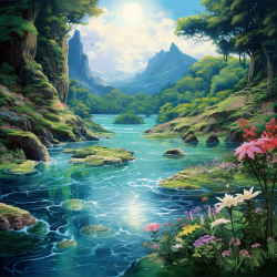 The healing power of nature, combining images of lush landscapes and peaceful water elements.