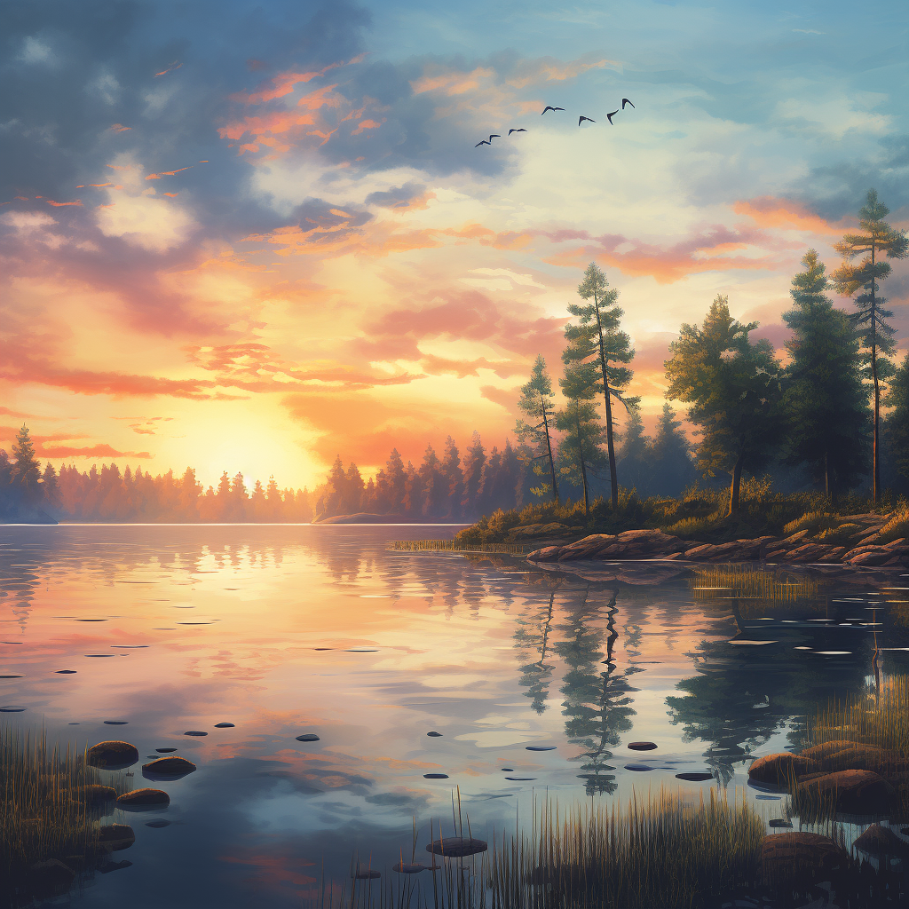 Captures the essence of serenity, with images of peaceful lakes and calming colors.