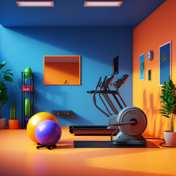 An image that showcases physical rehabilitation, incorporating images of fitness equipment and energetic colors.
