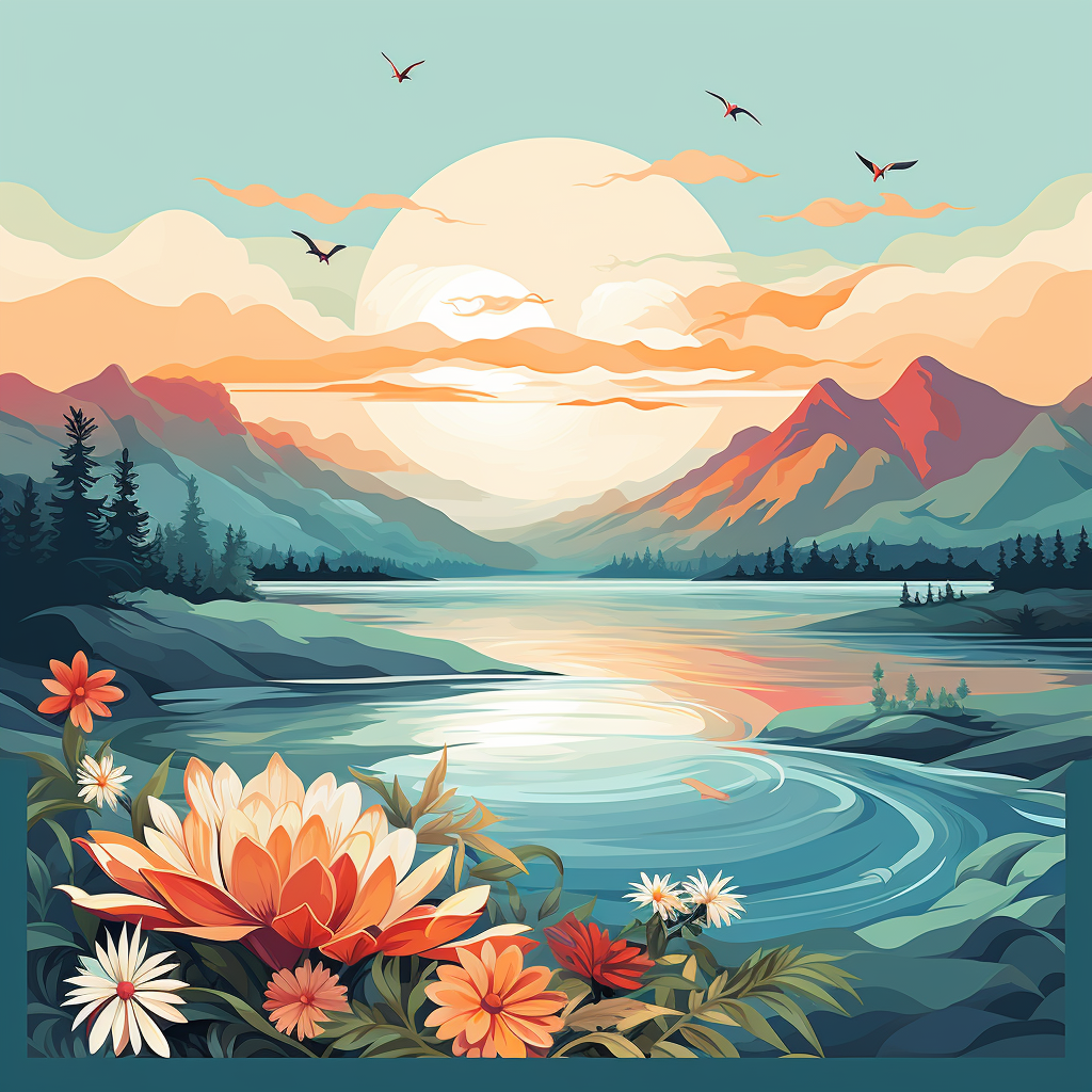 An image that symbolizes peace and harmony, featuring a calm natural landscape with soothing colors.